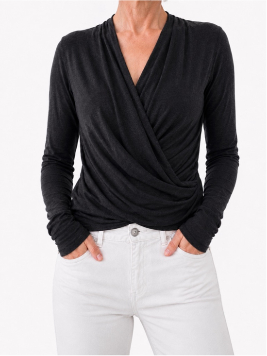 lululemon athletica Tops - Lululemon Radiant Long Sleeve Sz 4 Heathered Black EUC